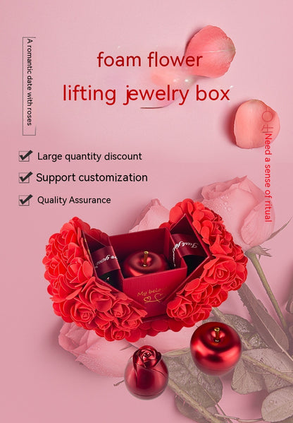 Romantic Valentine’s Day Gift Set for Girlfriend – Eternal Soap Rose Jewelry Box with Crystal Necklace