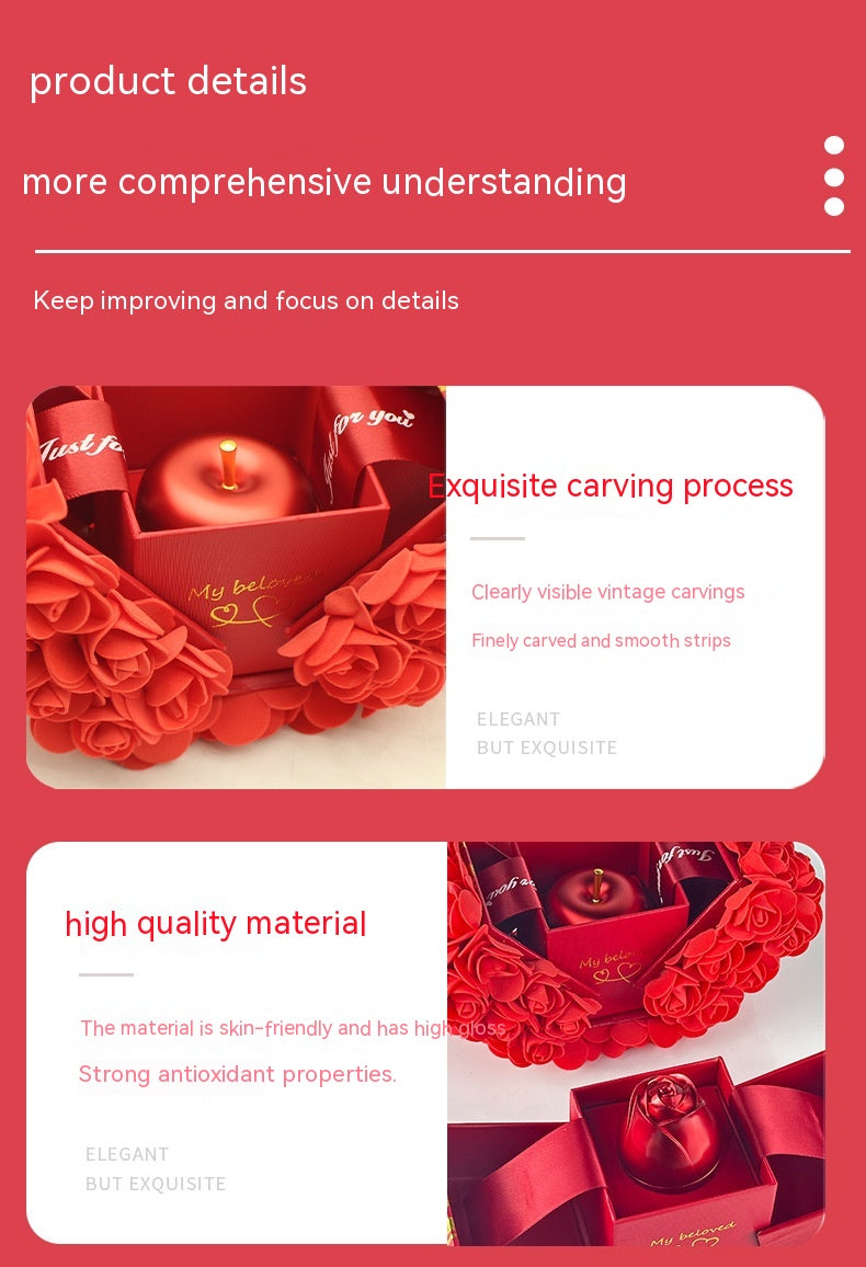 Romantic Valentine’s Day Gift Set for Girlfriend – Eternal Soap Rose Jewelry Box with Crystal Necklace