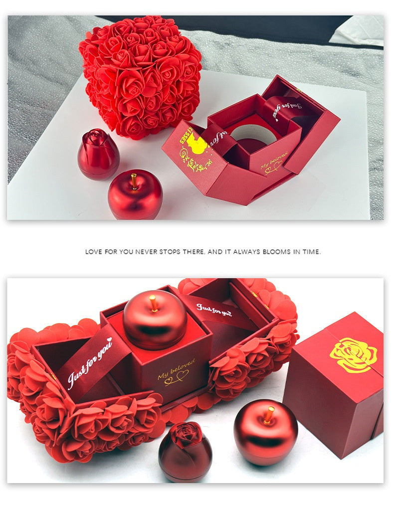 Romantic Valentine’s Day Gift Set for Girlfriend – Eternal Soap Rose Jewelry Box with Crystal Necklace