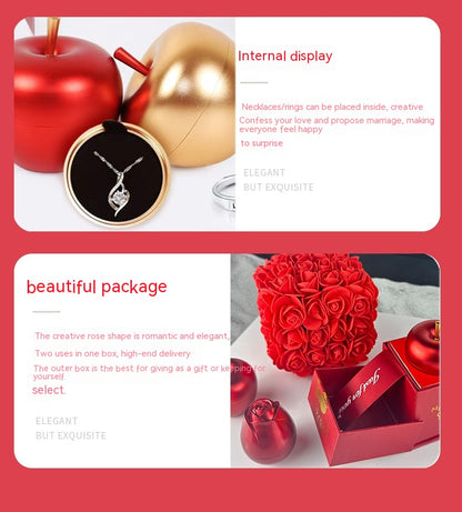 Romantic Valentine’s Day Gift Set for Girlfriend – Eternal Soap Rose Jewelry Box with Crystal Necklace