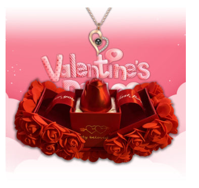 Romantic Valentine’s Day Gift Set for Girlfriend – Eternal Soap Rose Jewelry Box with Crystal Necklace