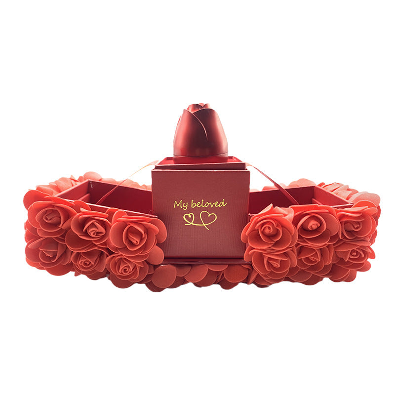 Romantic Valentine’s Day Gift Set for Girlfriend – Eternal Soap Rose Jewelry Box with Crystal Necklace
