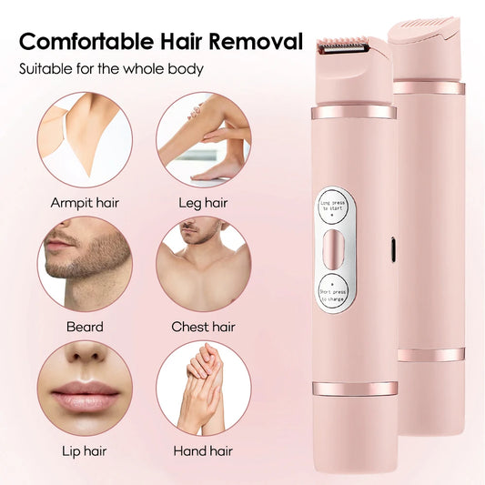 Painless Women’s Electric Hair Removal Shaver – Dual-Head Trimmer for Bikini, Legs & Underarms