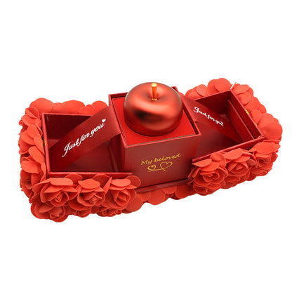 Romantic Valentine’s Day Gift Set for Girlfriend – Eternal Soap Rose Jewelry Box with Crystal Necklace
