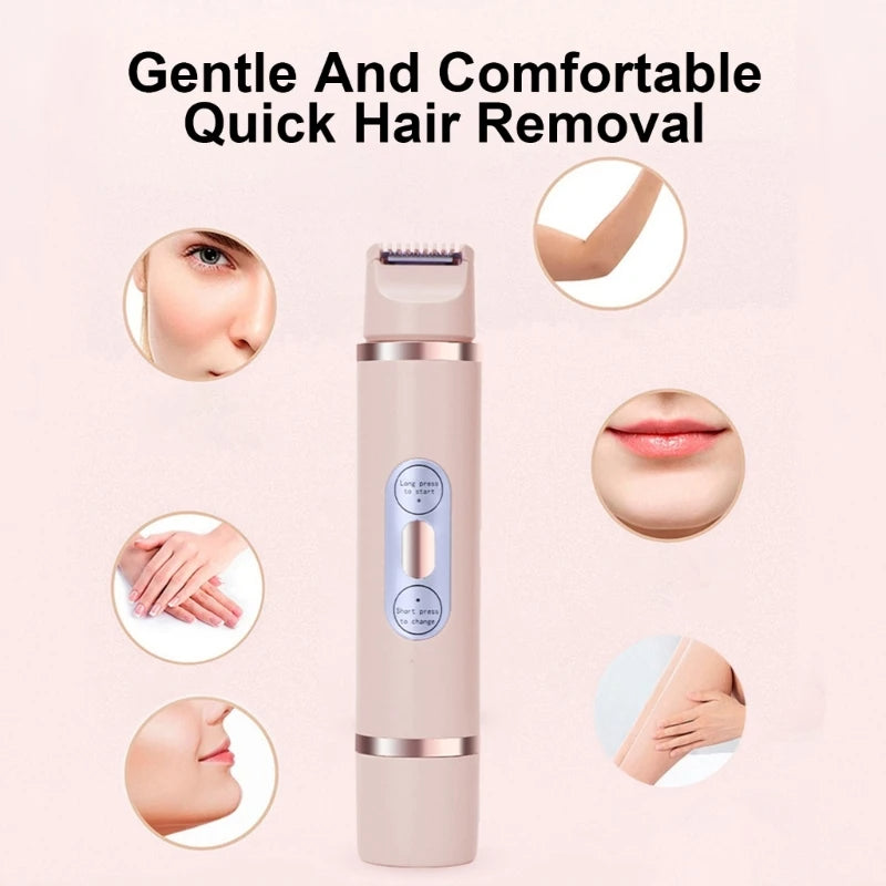 Painless Women’s Electric Hair Removal Shaver – Dual-Head Trimmer for Bikini, Legs & Underarms